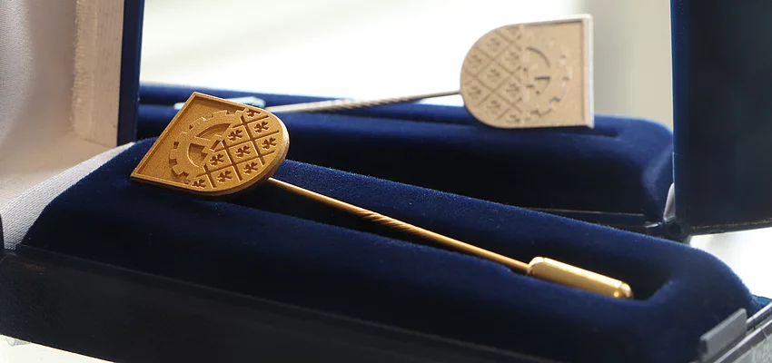 Ehrennadel Stadt Glinde Gold und Silber Eine Ehrennadel der Stadt Glinde in Gold ist eine Darstellung des Wappens.